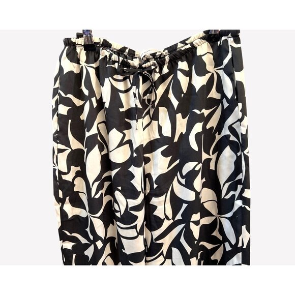 Black Tape Wide Leg Pants Abstract Print Palazzo Trouser Flowy Resort Chic Small - Picture 2 of 6